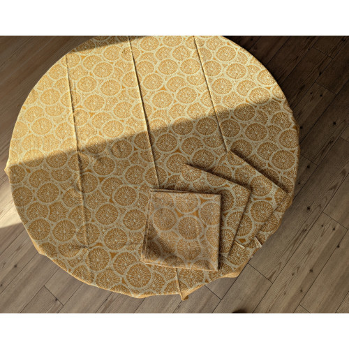 Nappe et 4 serviettes assorties 34 Caramel