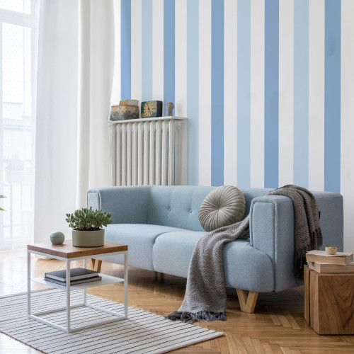 Papier peint à Rayures Majestueuses bleu