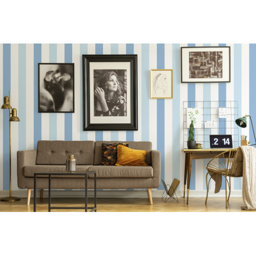 Papier peint à Rayures Majestueuses bleu