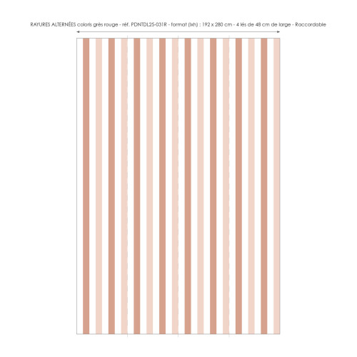 Papier peint à Rayures Alternées - grès rouge