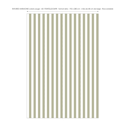 Papier peint à Rayures Harmonie - sauge