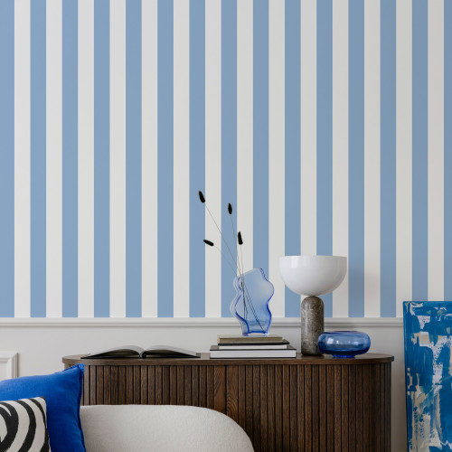 Papier peint à Rayures Harmonie - bleu