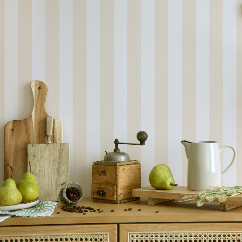 Papier peint à Rayures Douces - crème