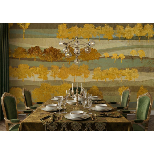 Papier peint panoramique Vallons dorés