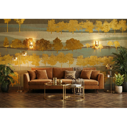 Papier peint panoramique Vallons dorés