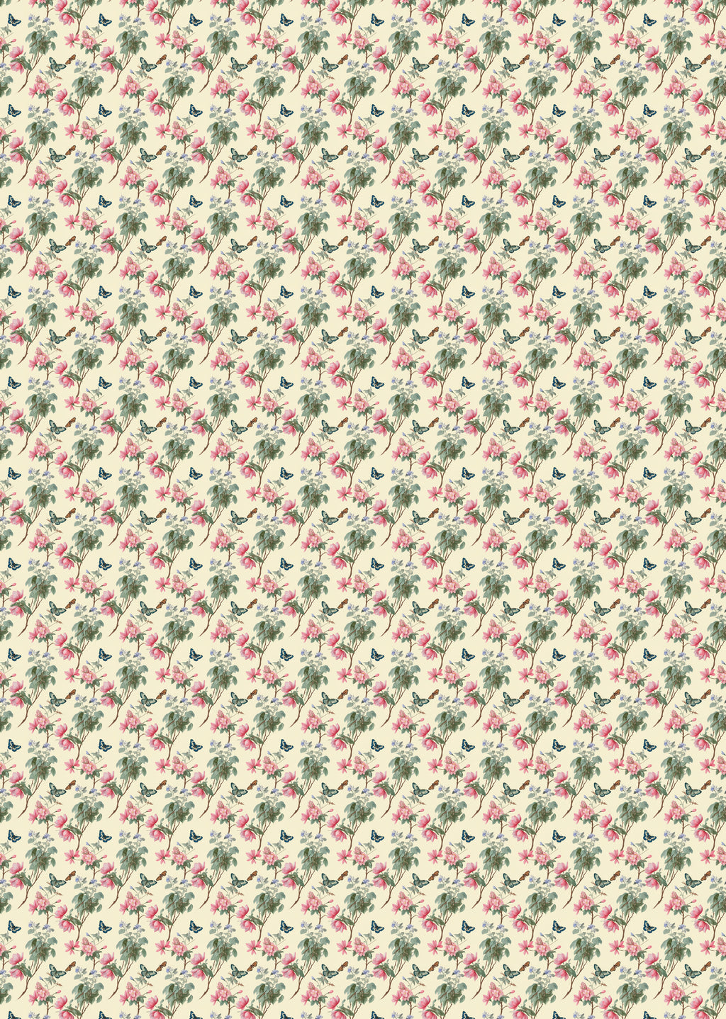 Papier peint -  Fleurs et papillons