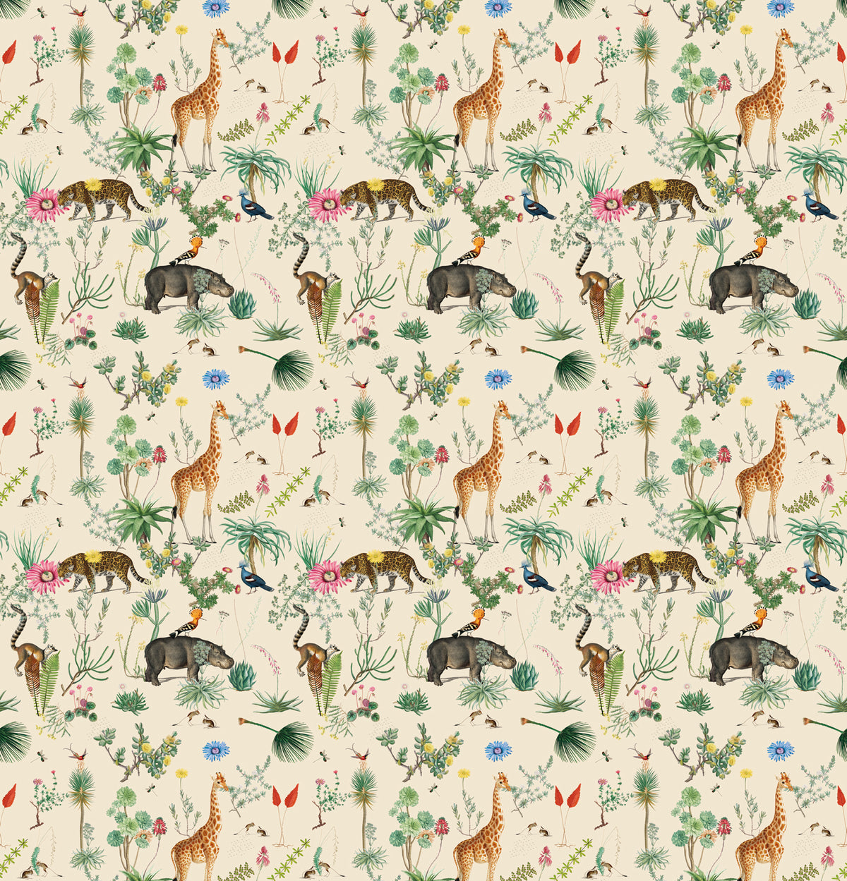 Papier peint panoramique Bestiaire Botanique Motif