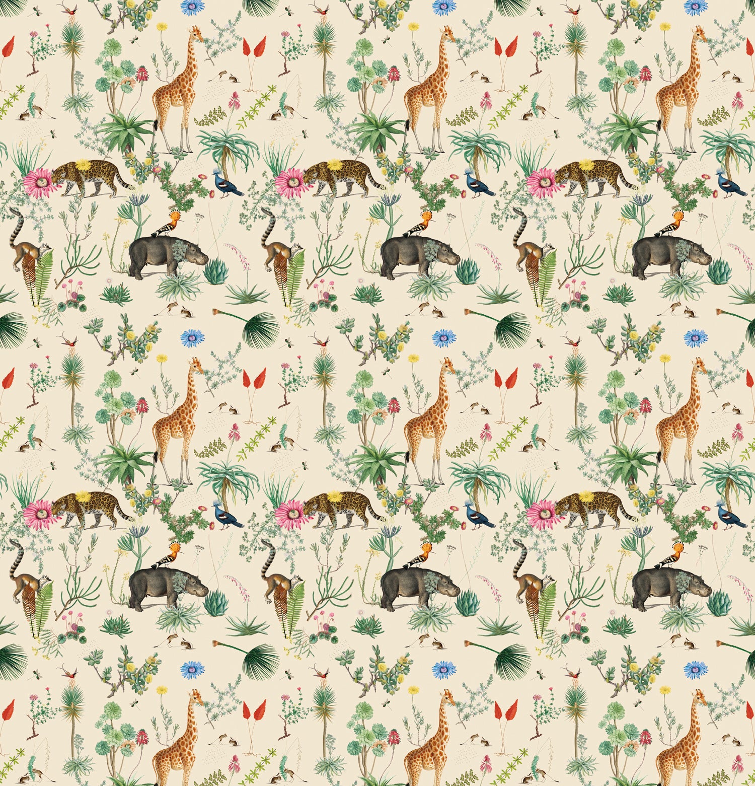 Papier peint panoramique Bestiaire Botanique Motif