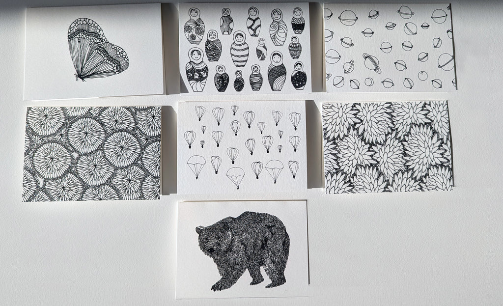 Lot de 7 mini cartes A6