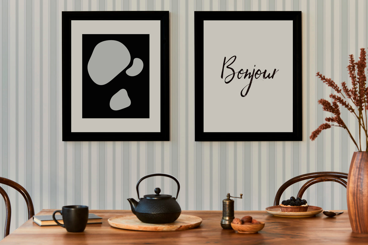Papier peint à rayures Georges - Gris