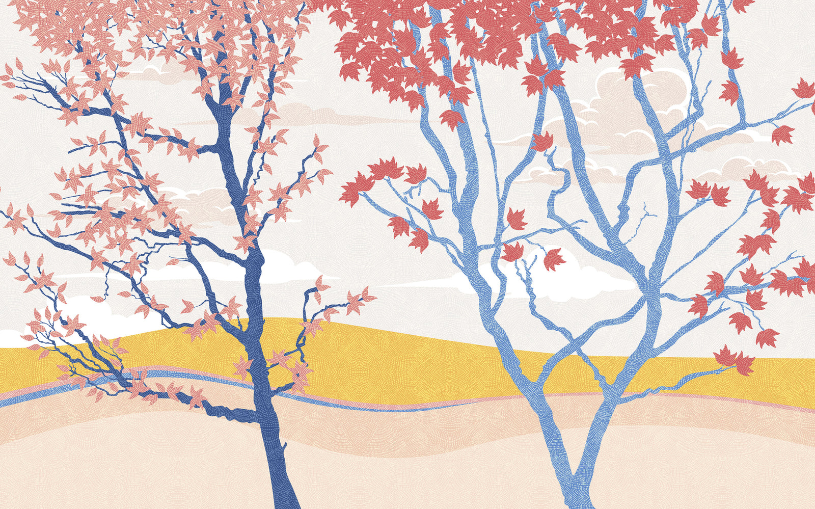 Papier peint panoramique Arbres Bleus