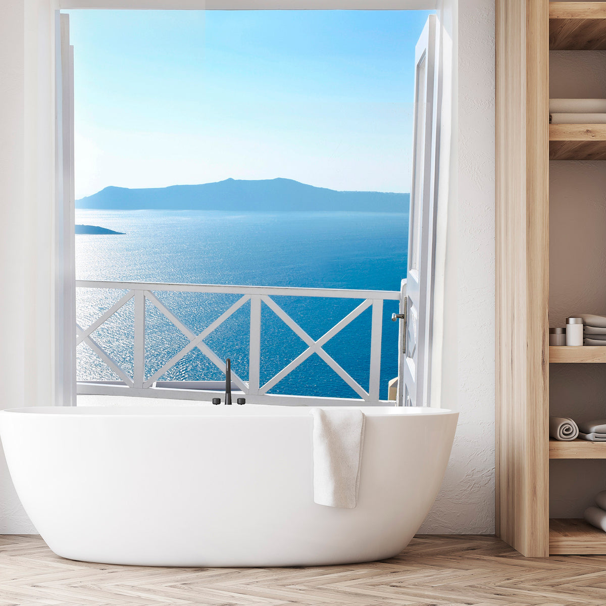 Santorini panoramic wallpaper