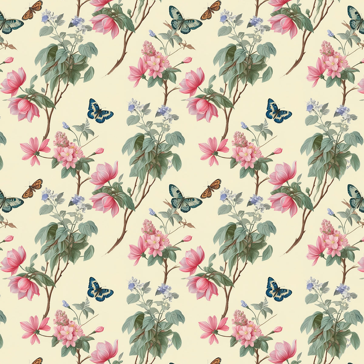 Wallpaper - Flowers and butterflies