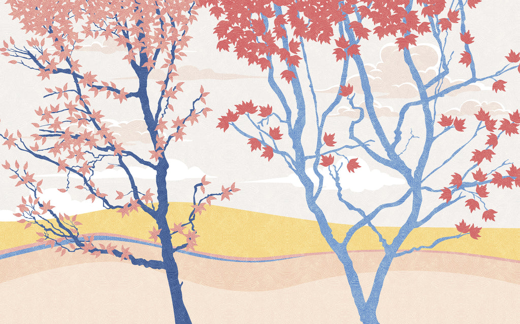 Papier peint panoramique Arbres Bleus