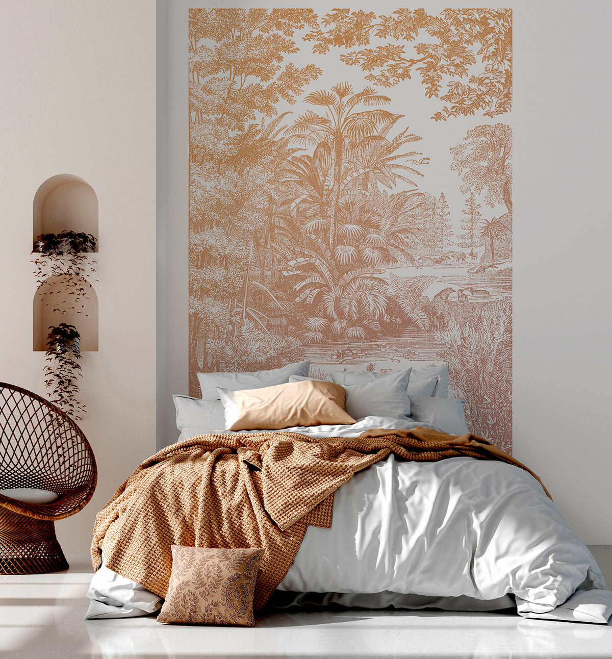 Papier peint panoramique Araucaria - Ocre Rose