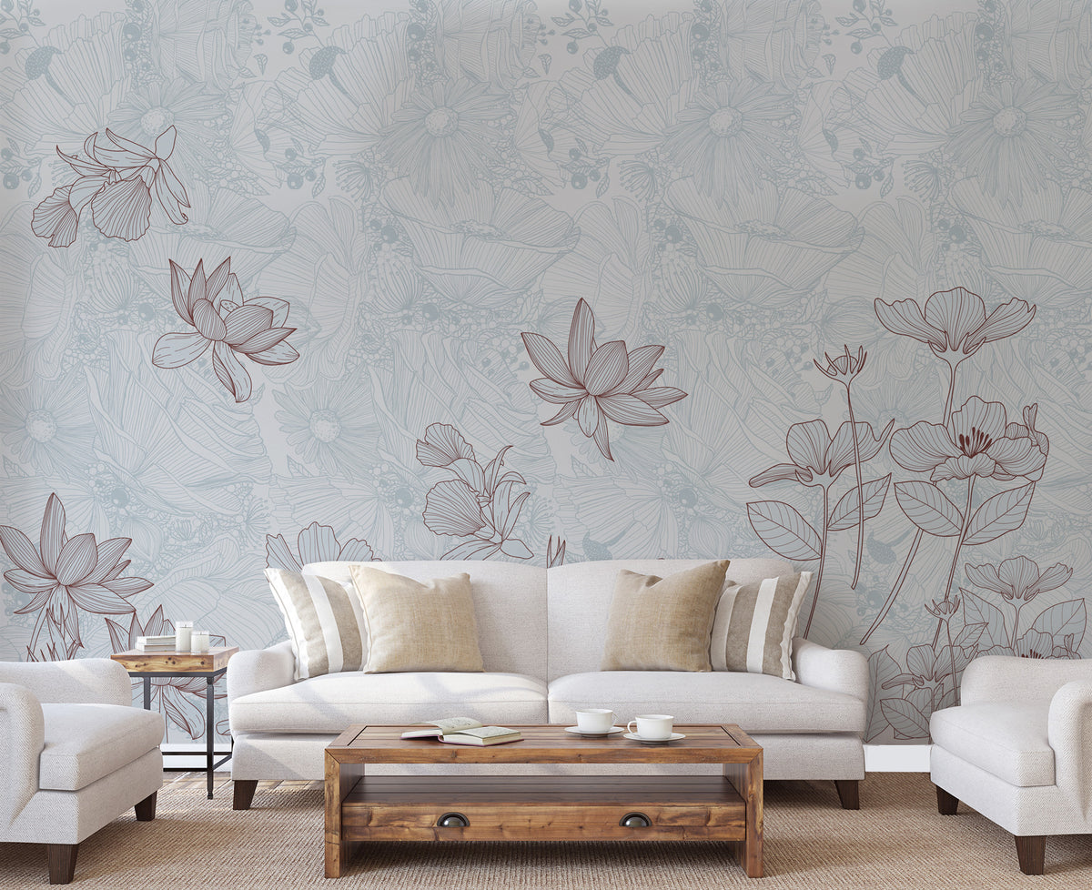 Papier peint panoramique Murmure floral
