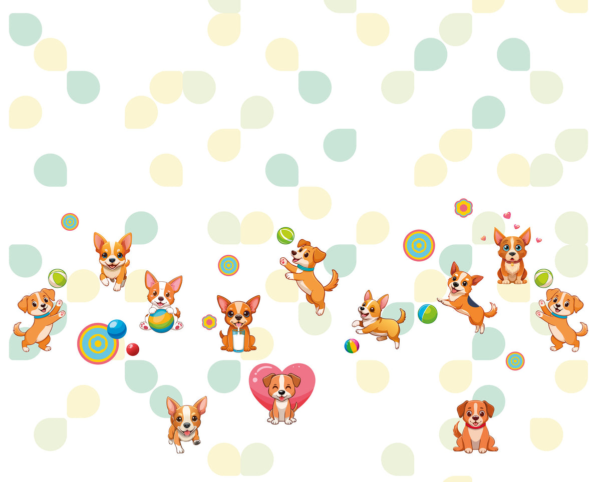 Papier peint panoramique -  Petits chiens coquins