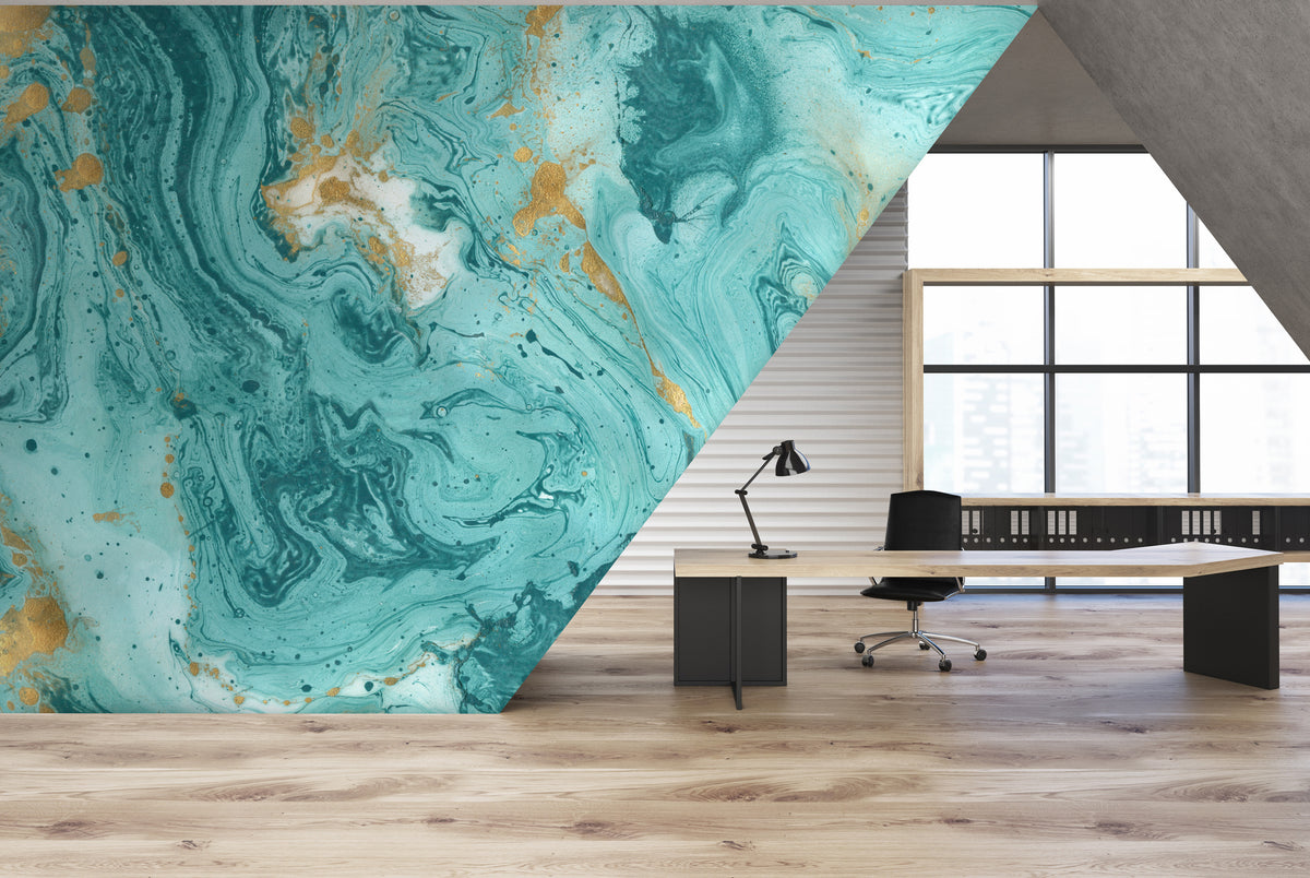 Turquoise Marble Panoramic Wallpaper
