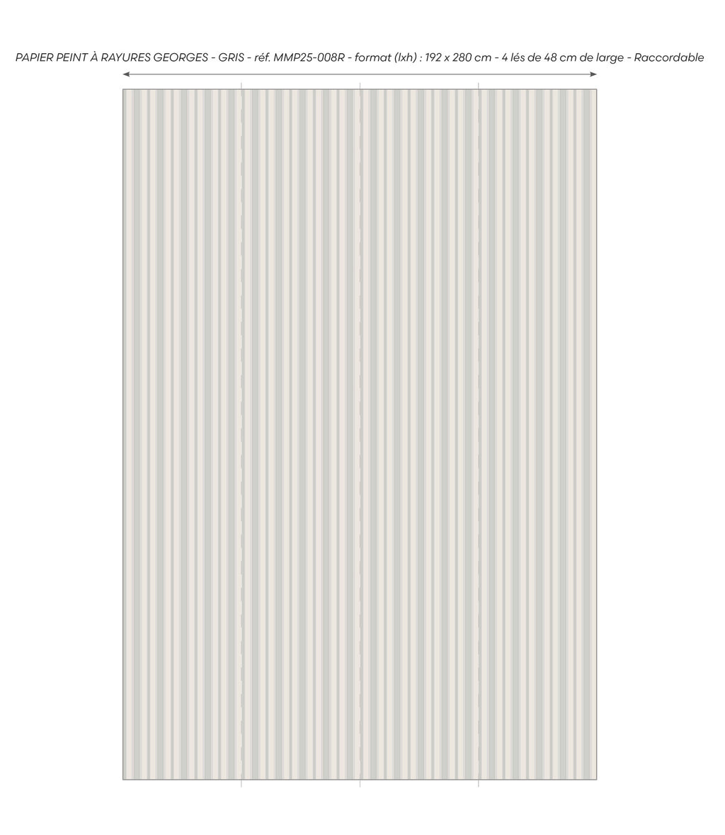 Papier peint à rayures Georges - Gris