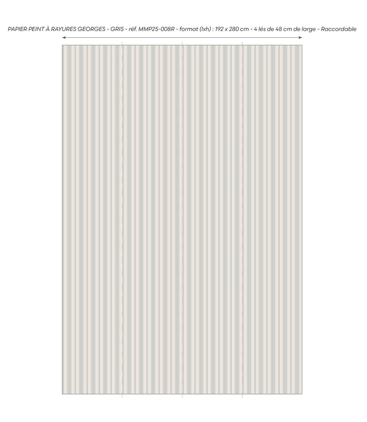 Papier peint à rayures Georges - Gris