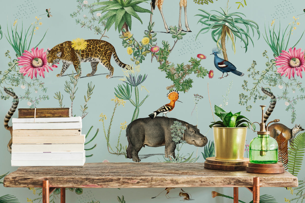 Papier peint panoramique Bestiaire Botanique Motif