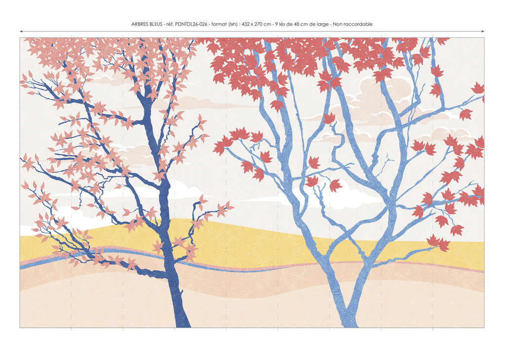 Papier peint panoramique Arbres Bleus