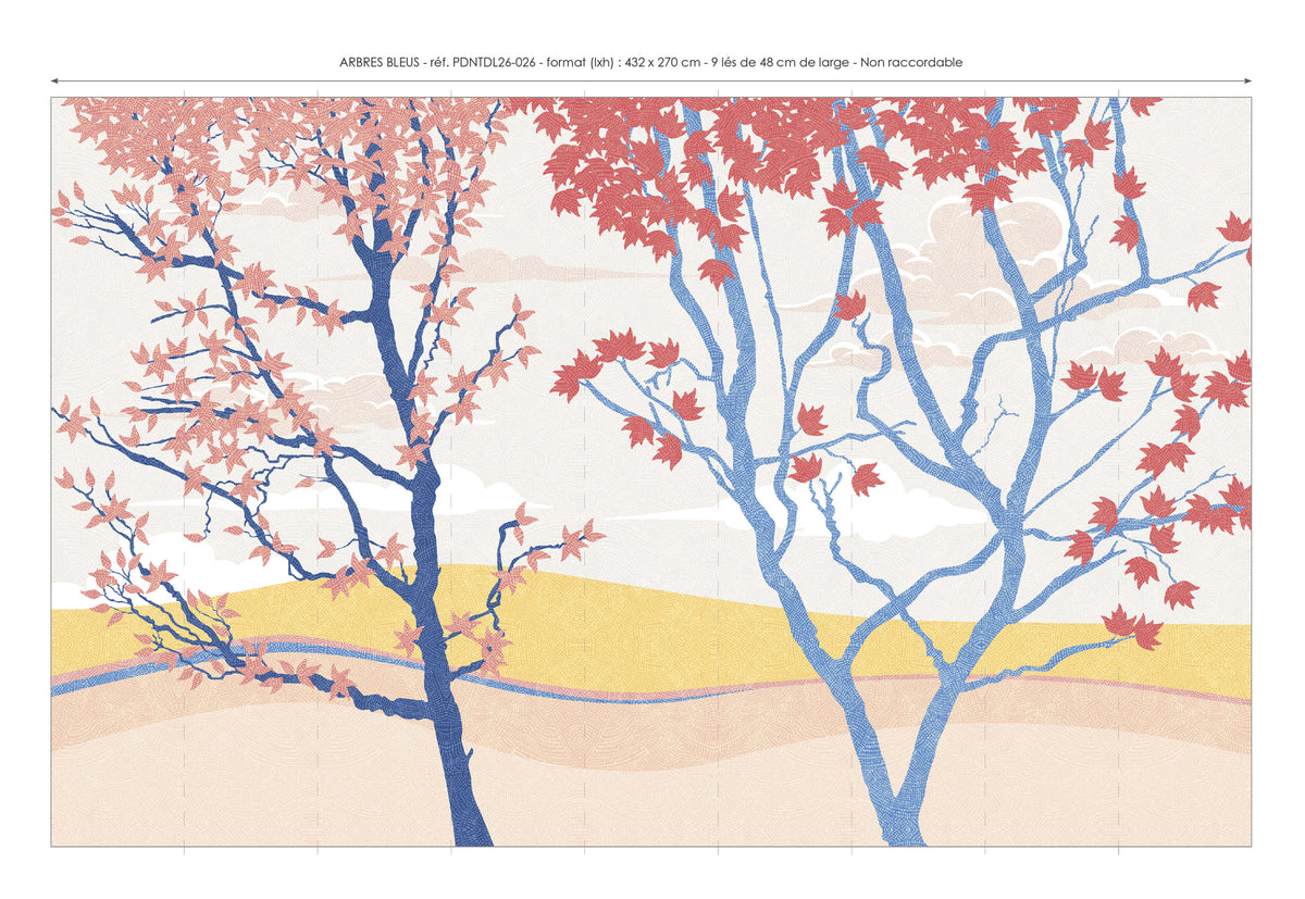 Papier peint panoramique Arbres Bleus