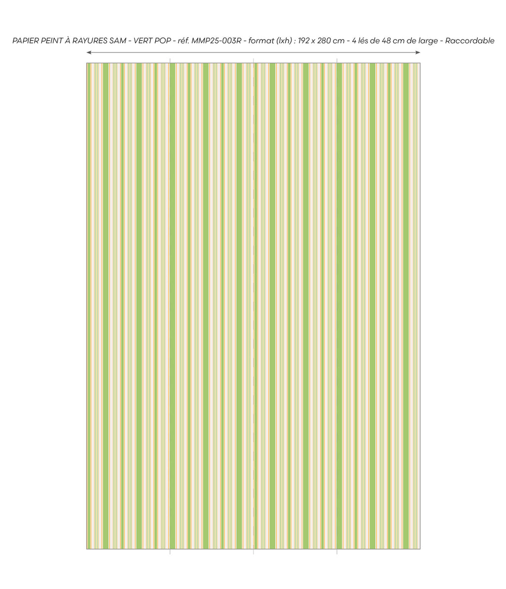 Sam Striped Wallpaper - Pop Green