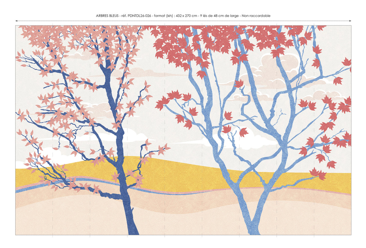 Papier peint panoramique Arbres Bleus