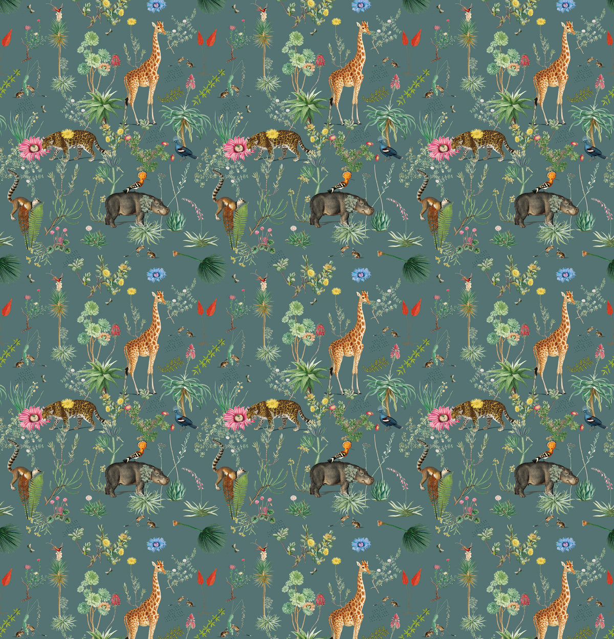 Papier peint panoramique Bestiaire Botanique Motif