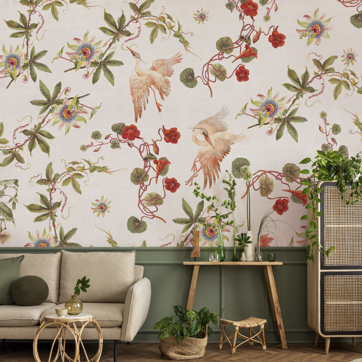 Papier peint panoramique Herons & Flowers