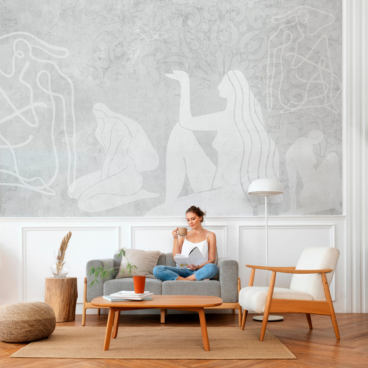 Mahsa Grey XL Panoramic Wallpaper