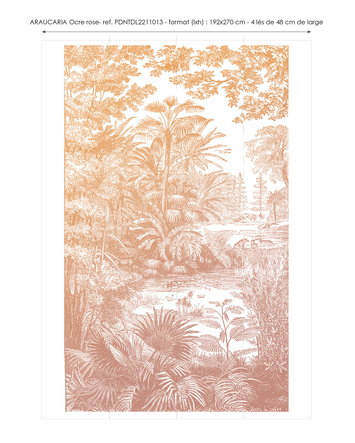 Papier peint panoramique Araucaria - Ocre Rose