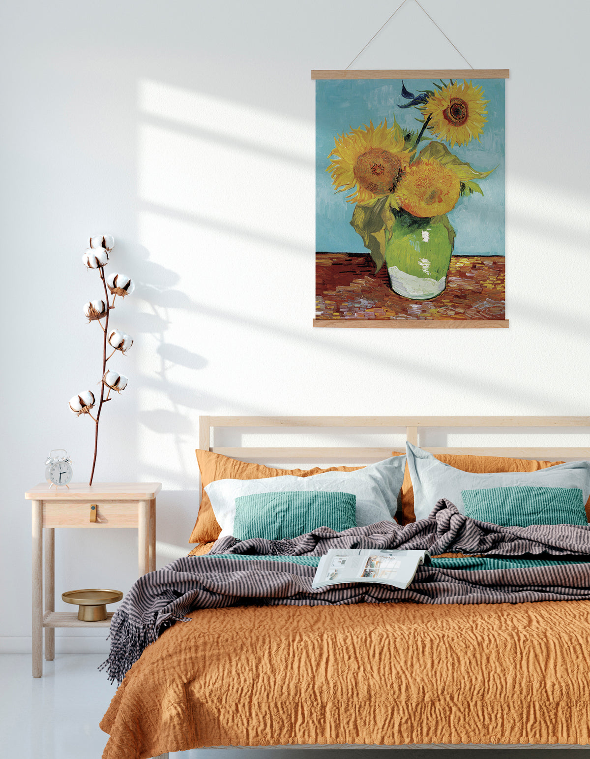 Hanging canvas Vase With Three Sunflowers (1888) Vincent Van Gogh