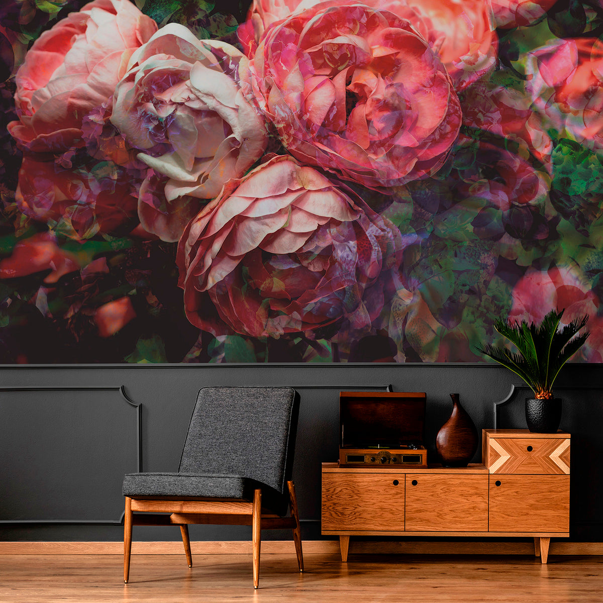 Panoramic wallpaper Antique Roses