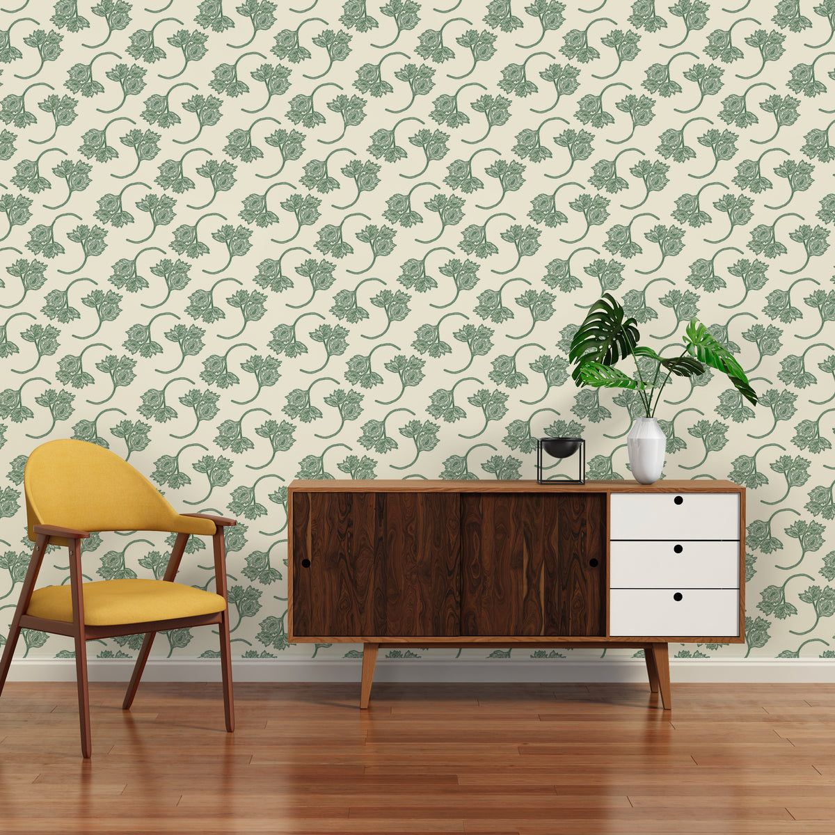 Papier peint #58 - Volutes de fleurs