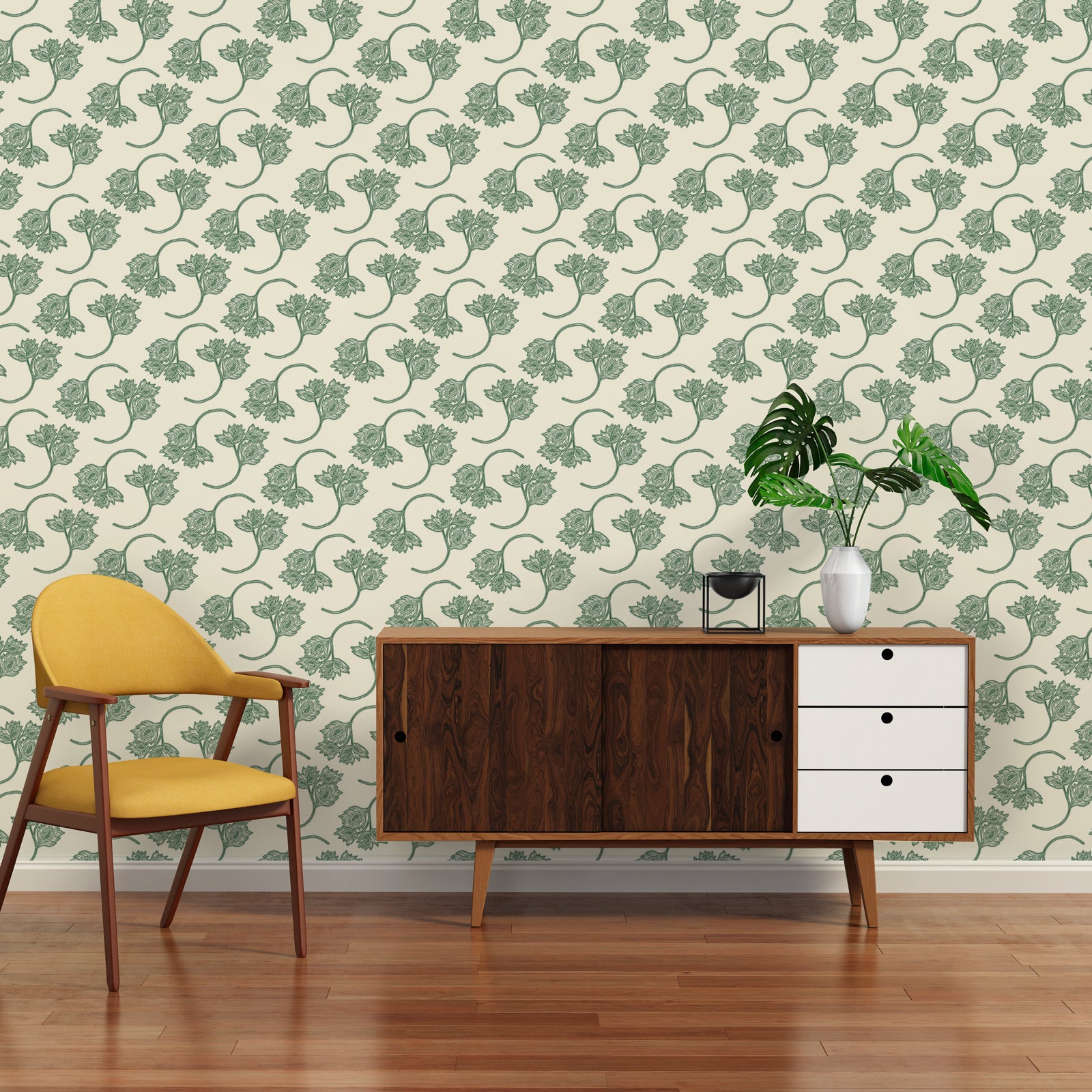 Papier peint #58 - Volutes de fleurs
