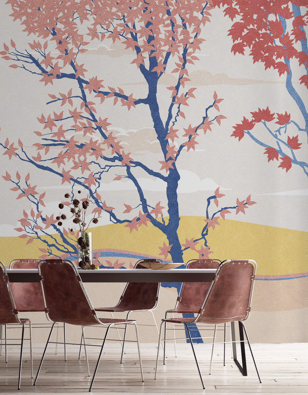 Papier peint panoramique Arbres Bleus