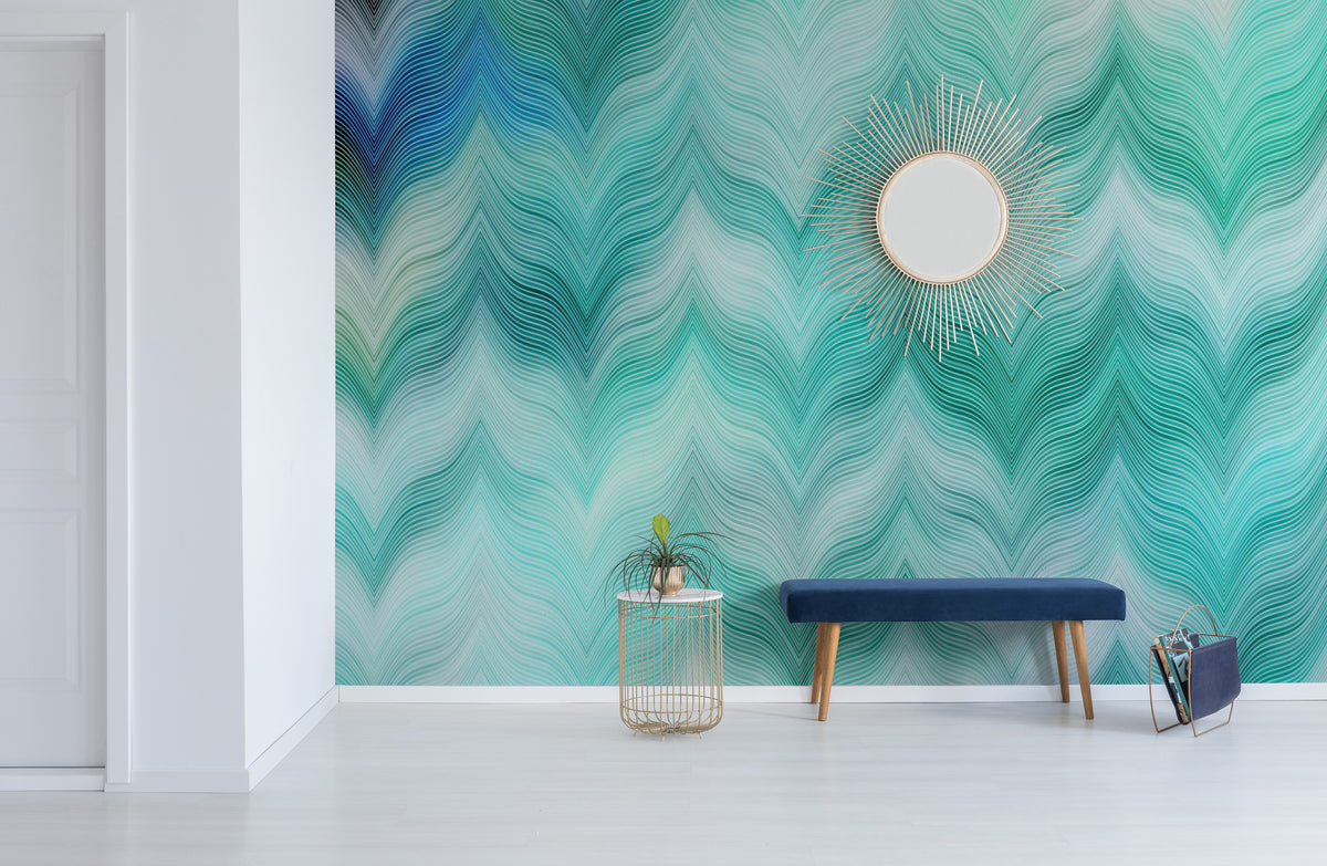 Papier peint panoramique Emerald Blue Waves