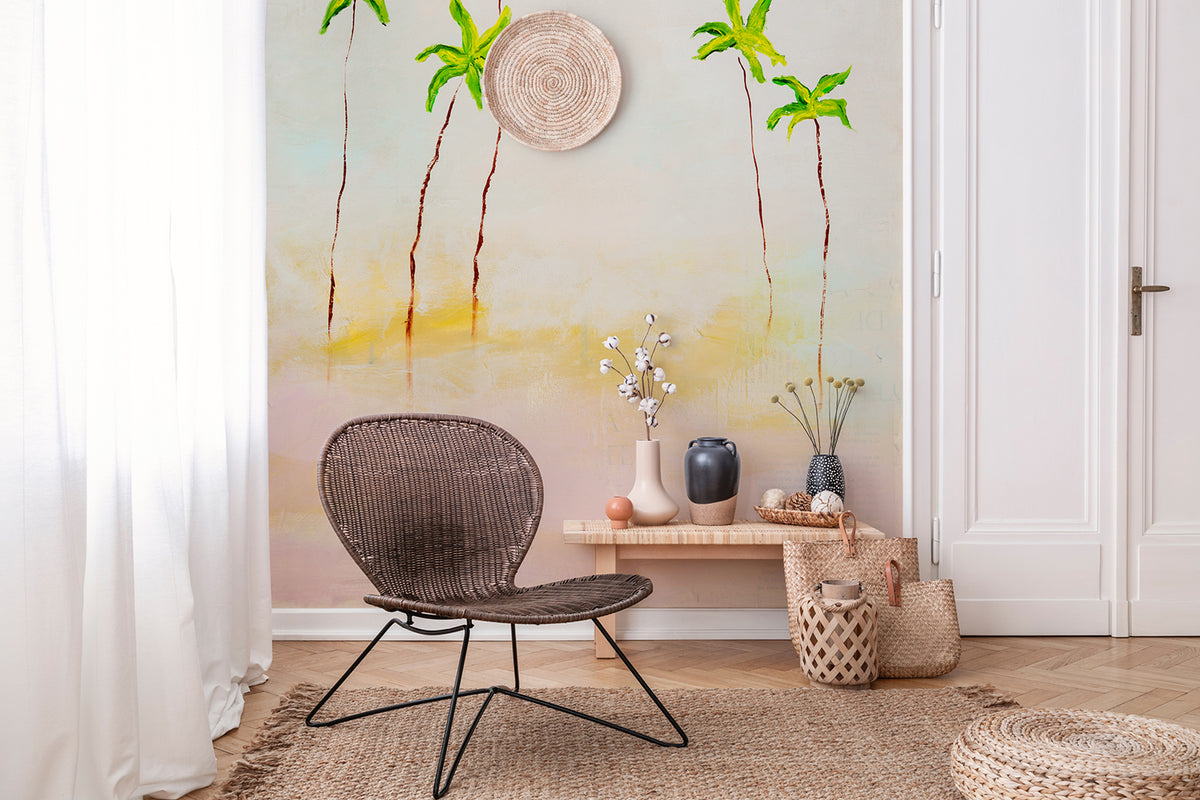 Panoramic wallpaper Palm trees