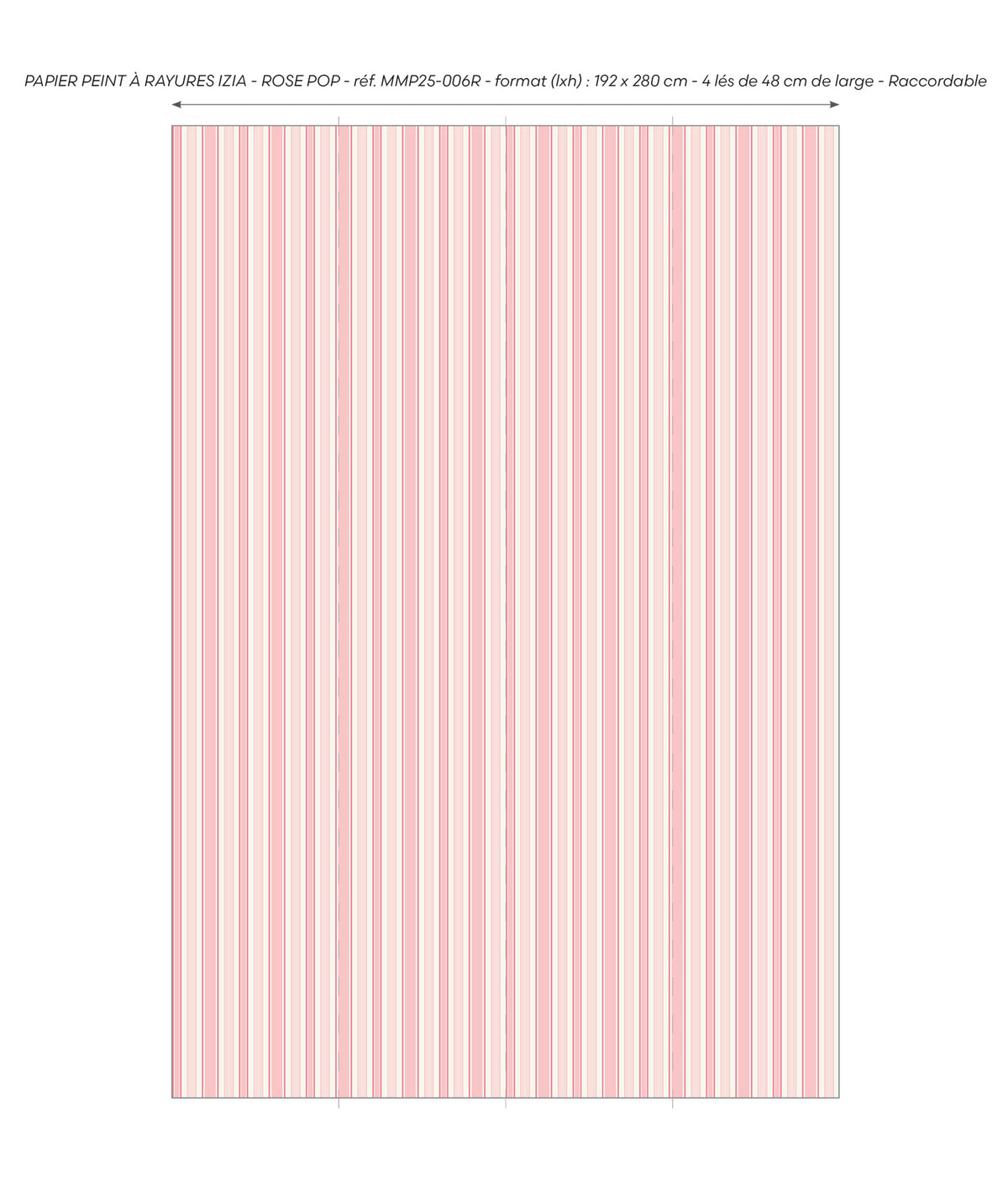 Papier peint à rayures Izia - Rose pop