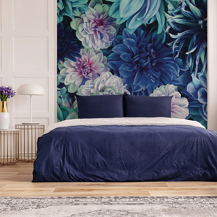 Papier peint panoramique Dahlia Bleu