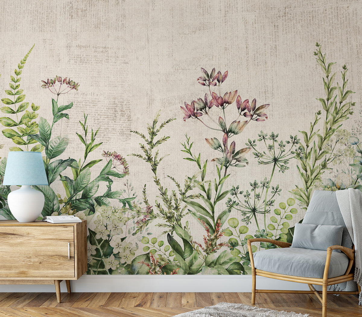 Panoramic wallpaper Wild Herbarium