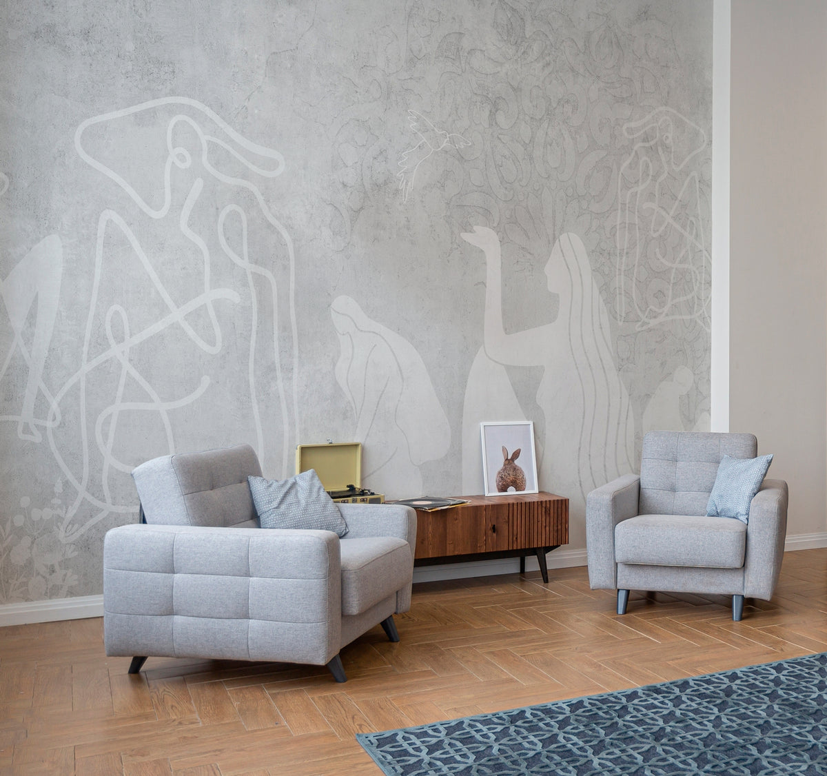 Mahsa Grey XL Panoramic Wallpaper