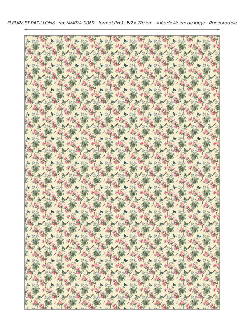 Papier peint -  Fleurs et papillons