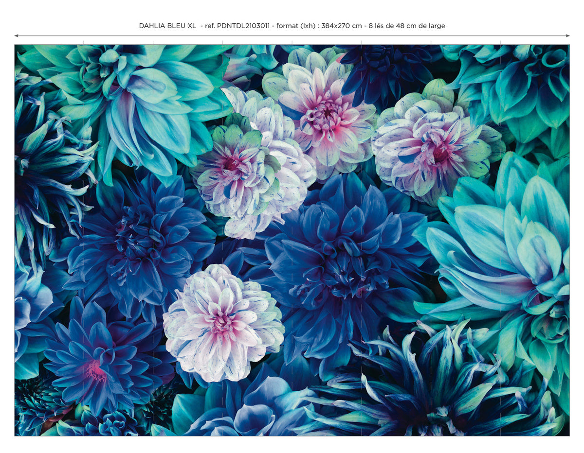 Papier peint panoramique Dahlia Bleu Xl