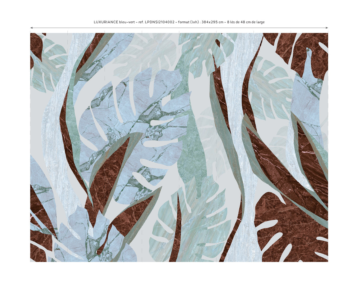 Papier peint panoramique Luxuriance Bleu - Vert