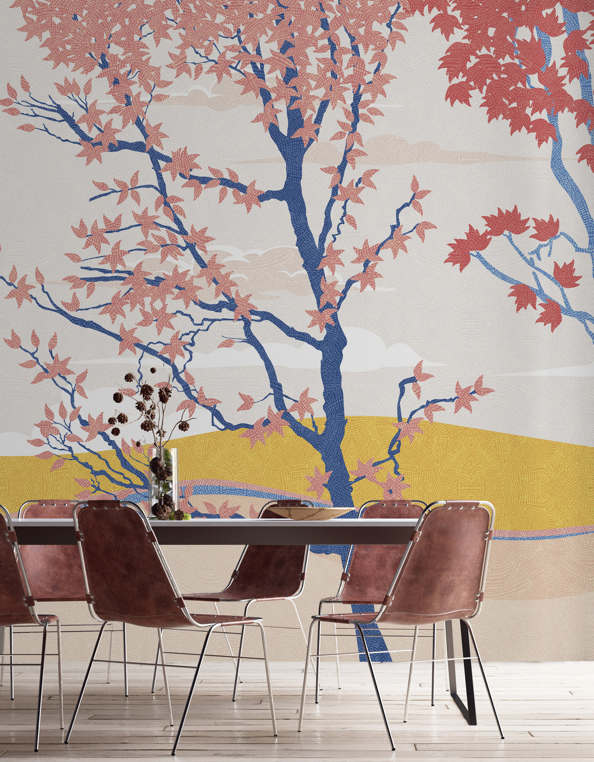 Papier peint panoramique Arbres Bleus