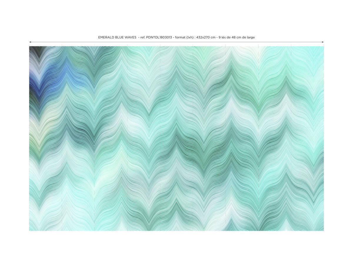 Papier peint panoramique Emerald Blue Waves