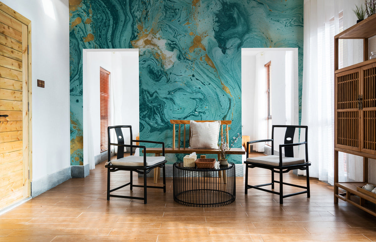Turquoise Marble Panoramic Wallpaper